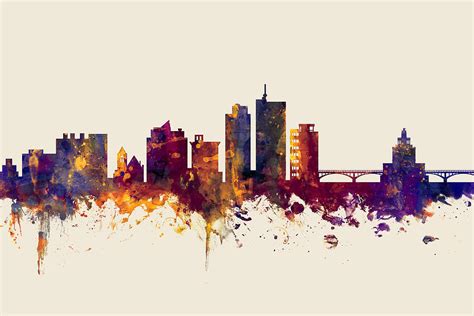 Cedar Rapids Iowa Skyline Digital Art by Michael Tompsett - Fine Art ...