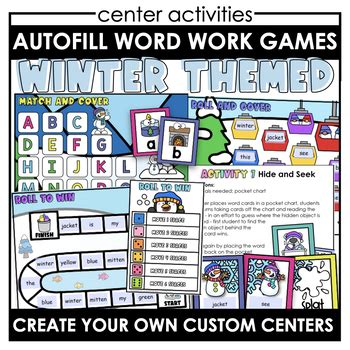 Editable Word Work Activities | Winter Themed | Heart Word Sight Word Games