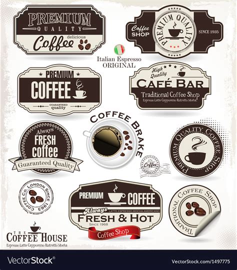 Set retro vintage coffee labels Royalty Free Vector Image