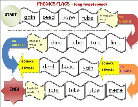 Phonics Board Game: Phonics Flags - Long Vowels