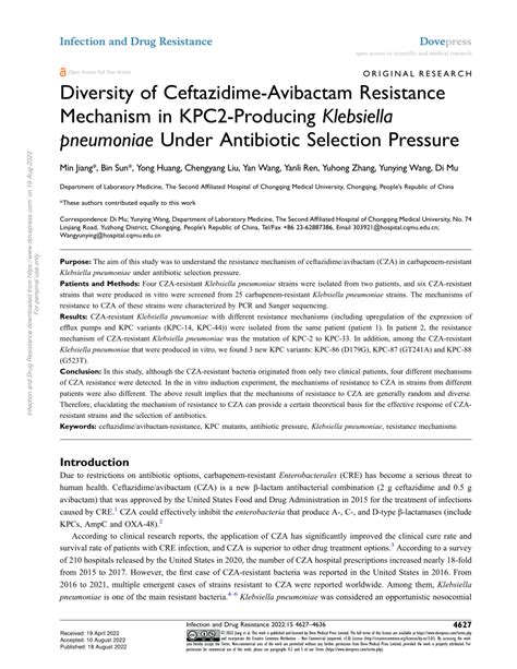 (PDF) Diversity of Ceftazidime-Avibactam Resistance Mechanism in KPC2 ...