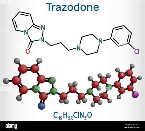 Trazodone molecule. It is antidepressant, used to treat major ...