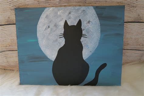 Cats Moon Original Acrylic Painting Full Moon Scenery - Etsy