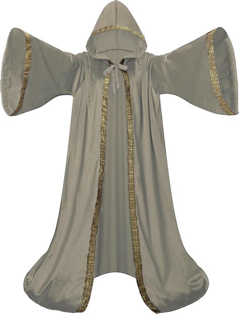 Amazon.com: Wizard Robe Adult with Hood Sleeves, Men Women Wedding Costume Halloween Fancy Lined ...