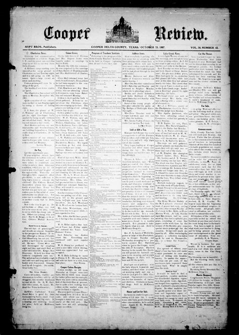 Cooper Review. (Cooper, Tex.), Vol. 28, No. 43, Ed. 1 Friday, October 25, 1907 - Page 1 of 8 ...