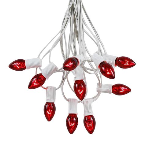 Novelty Lights C7 Red Christmas Lights Set - Indoor/Outdoor Christmas Light String Hanging ...