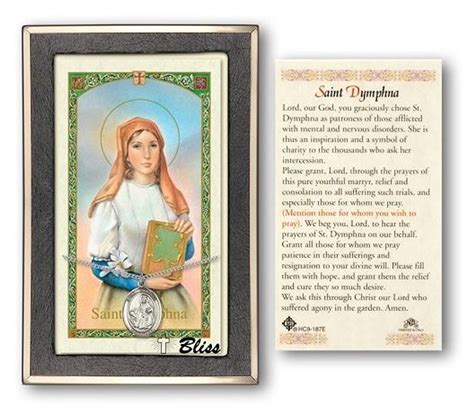 St. Dymphna Medal With Prayer Card - Sterling Silver 3/4" x 1/2" Oval ...