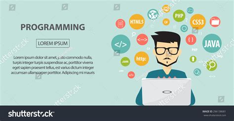 Programming Coding Programming Banner Flat Design Stock Vector ...