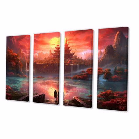 DesignArt Japan Landscape Of The Rising Sun III On Canvas 4 Pieces Print | Wayfair