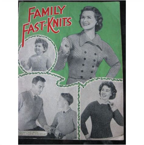 Vintage peoples friend family fast knits booklet knitting patterns ...