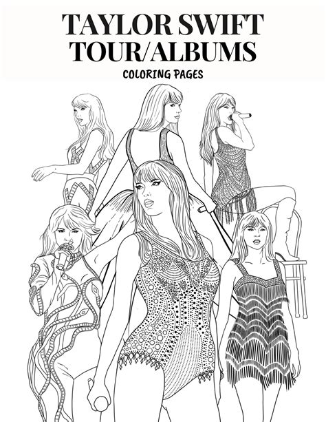 Taylor Swift Tour/albums Coloring Pages: Downloadable Printable Perfect for Swifties & Music ...