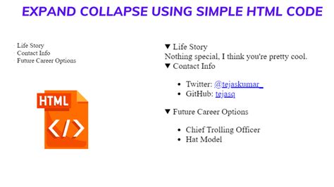 Expand/Collapse Using HTML Code Only