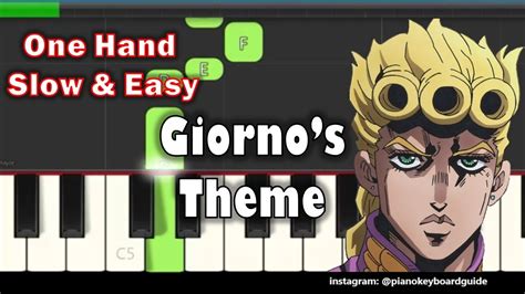 Giorno's Theme One Hand Slow Easy Piano Tutorial - YouTube