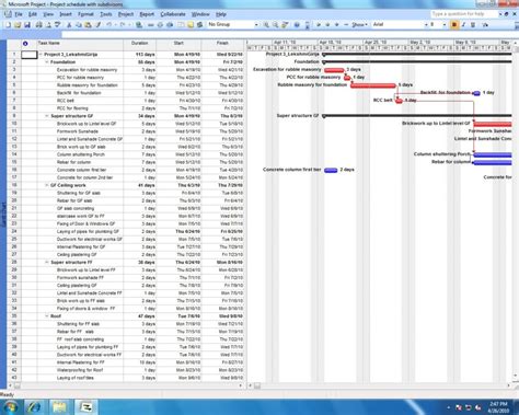 Ms Project Sample Construction Schedule – planner template free