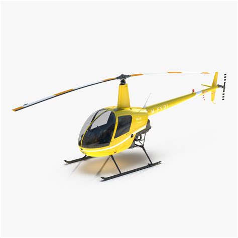 helicopter robinson r22 yellow 3d model