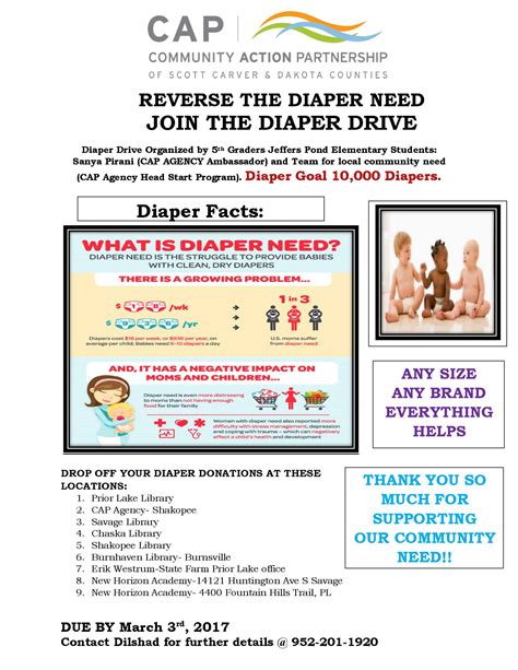 Sanya's Diaper drive flyer- CAP (community action partnership) agency website - Sanyas Hope for ...