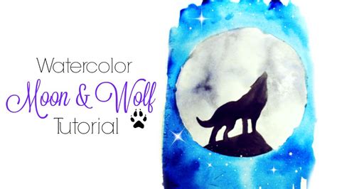 Easy Moon & Wolf Watercolor Tutorial - YouTube