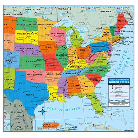 Superior Mapping Company United States Poster Size Wall Map 40 x 28 with Cities (1 Map): Buy ...