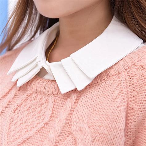 YSMILE Y High Quality Sweet Cute Removable Shirt Collar Female Sweater Collocation Collar White ...