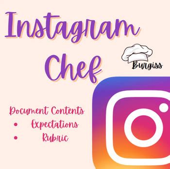 Instagram Chef Activity by Miss Burgiss | TPT