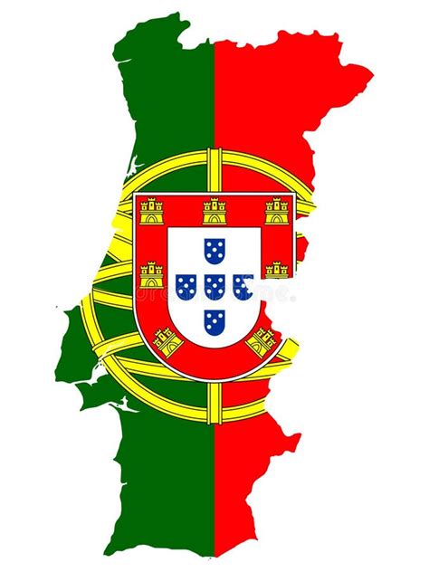 Map of Portugal with National Flag on White Background Stock Vector ...