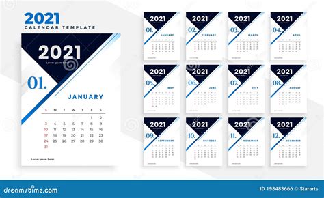 Modern 2021 Business Calendar Template Design Vector Illustration ...