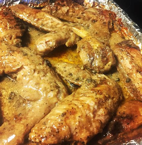 Oven cooked smothered turkey wings with cream of mushroom and paprika ...