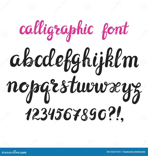 Hand Drawn Brush Pen Calligraphy Cursive Font. Cartoon Vector ...