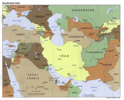 Western Asia Political Map 2000