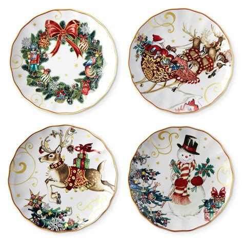 Twas the Night Before Christmas Salad Plates - Set of 4 - Mixed | Christmas dinnerware ...