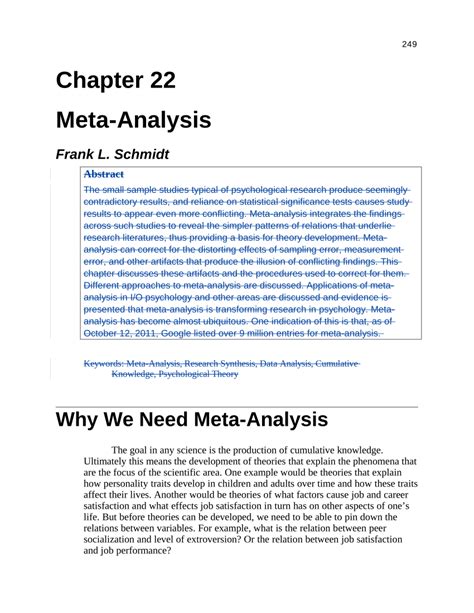 (PDF) Meta-Analysis: Cumulating Research Findings Across Studies