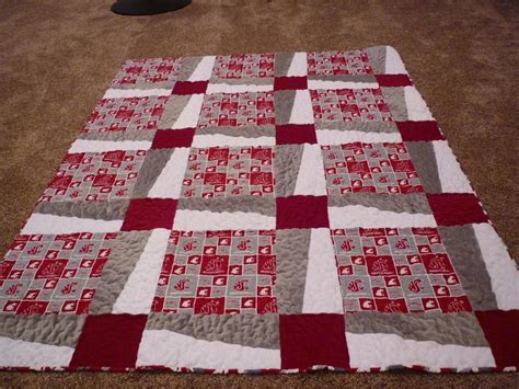 WSU quilt made for my great nephew. Used the BQ3 pattern. The back has ...