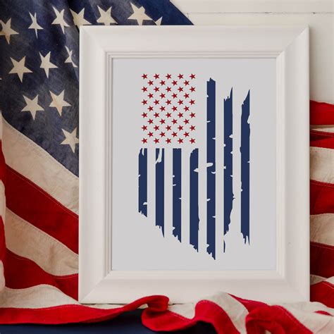 American Flag Distressed Stencil