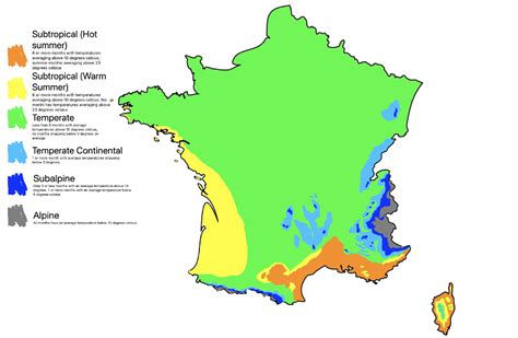 I created a map of France's climate zones based on temperature (not ...