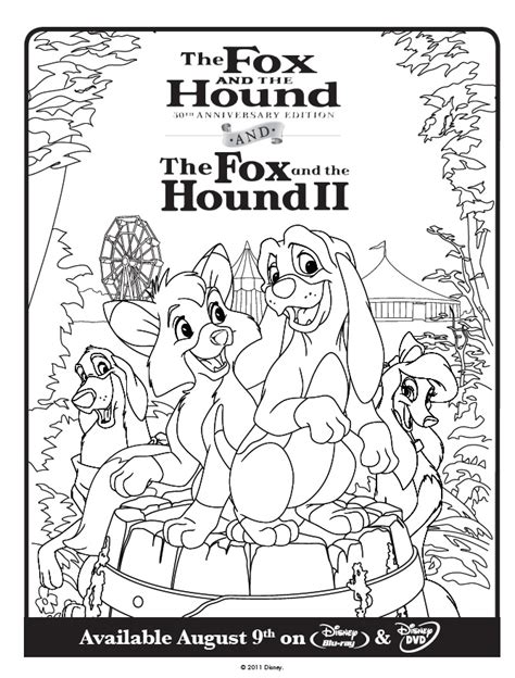 Fox and the hound coloring pages to download and print for free