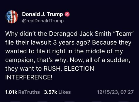 12/15/23 - Trump woke up with Jack Smith and election interference on ...