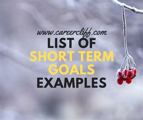 List of Short Term Goals Examples - What are Short Term Goals? - Career Cliff