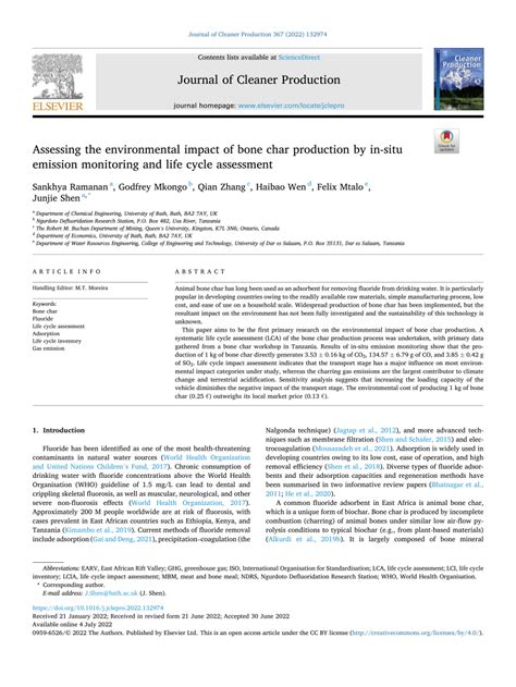 (PDF) Assessing the environmental impact of bone char production by in ...