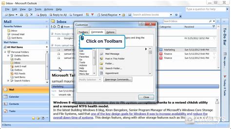 How to customize the toolbar with Outlook 2007? - YouTube