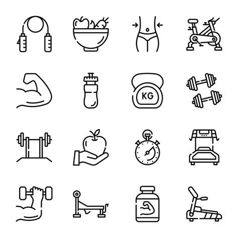 Collection of Physical Fitness Linear Icons 11010316 Vector Art at Vecteezy