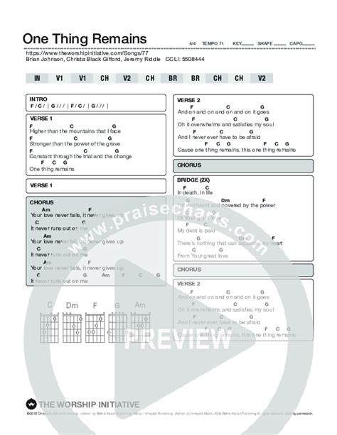 One Thing Remains Chords PDF (Shane & Shane / The Worship Initiative) - PraiseCharts