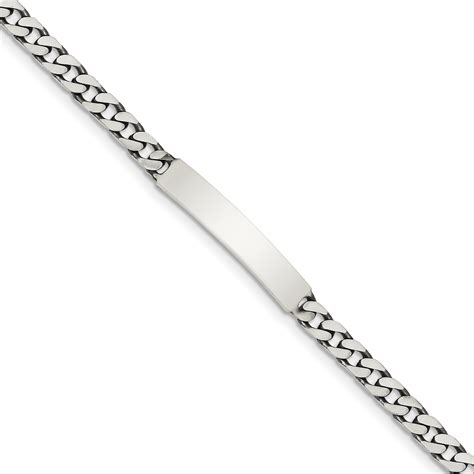 Sterling Silver 8in Engravable Antiqued Curb Men Link ID Bracelet - Walmart.com