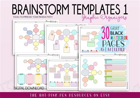 Brainstorm Templates Set of 6 Mind maps templates | Etsy