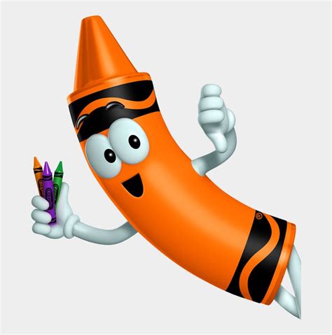 an orange crayon character holding a marker and pointing to it's side