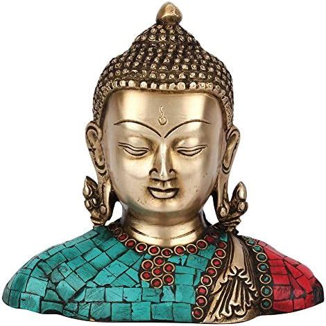 Buy StaueStudio Buddha Bust Statue Brass Showpiece Idol for Living Room Meditaion Gift Vastu ...