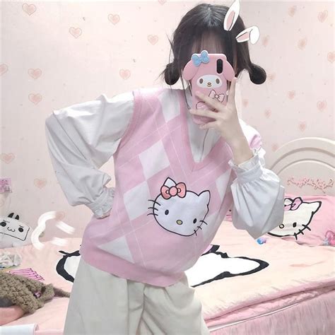 "HELLO KITTY SWEATER" VEST N031602 | Kawaii clothes, Kawaii outfit ideas, Kawaii fashion outfits