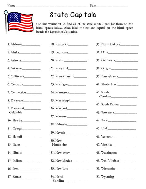 Printable State Capitals Quiz - Printable Blank World