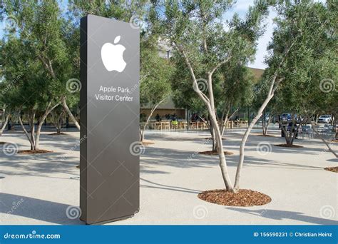 CUPERTINO, CALIFORNIA, UNITED STATES - NOV 26th, 2018: Apple Sign of the New Apple Headquarters ...