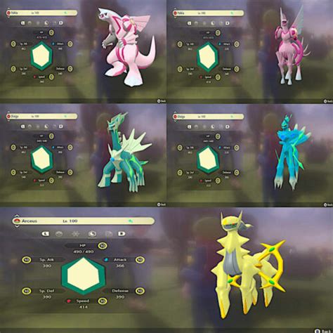 5x SHINY PALKIA DIALGA ARCEUS HISUIAN ORIGIN FORM MAX Effort Pokemon ...