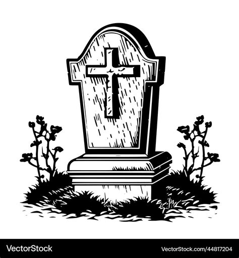 Old murble stone tombstone rest in peace drawing Vector Image